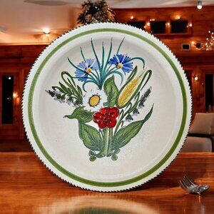 Vintage Hand-Painted Ceramic Plate, La Torre Montecatini Alto, Italian, 13.5"